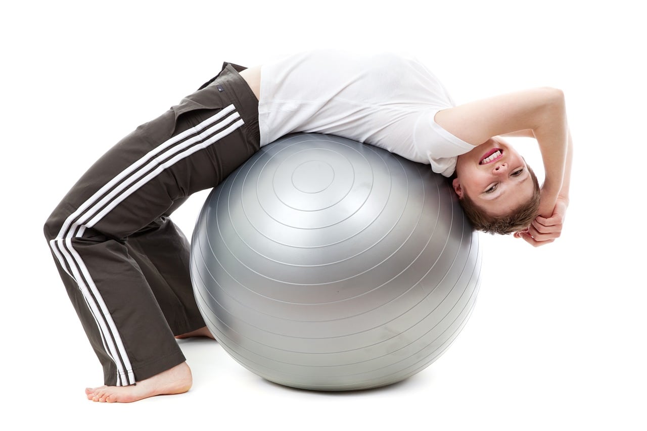 woman on exercise ball