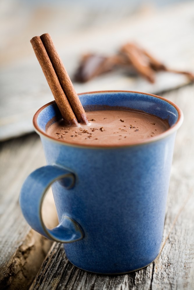 mug of steaming hot chocolate