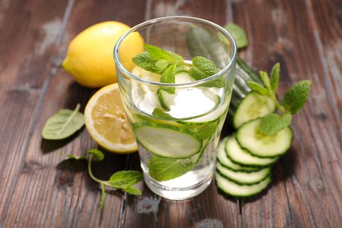     Water with cucumber and lemon