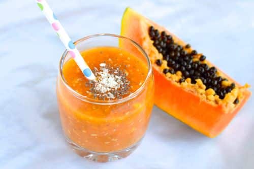 Papaya smoothie with chia seeds
