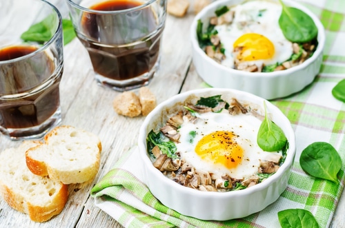Baked Eggs With Mushroom and Spinach